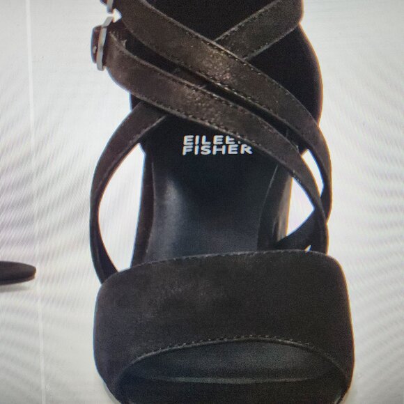 Eileen Fisher Black Leather "Kyra" Block Heeled Sandals. NIB. Size: various - Picture 13 of 15